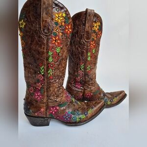 Old Gringo Floral Embroidered Brown Boots 8 Sora Sozey